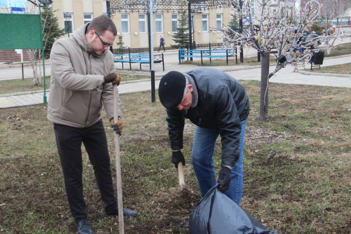 Сегодня сотрудники Совета и Исполнительного комитета района приняли участие в субботнике